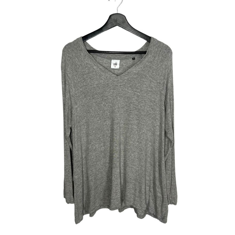 CAbi Offhand Grey Long Sleeve V Neck Top Medium